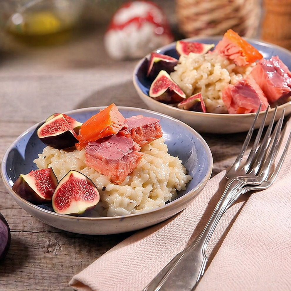 Как приготовить Ризотто с форелью, инжиром и робиолой